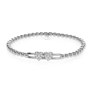 0.31ctw, 18K White Gold Heart Tresore Stretch Bracelet