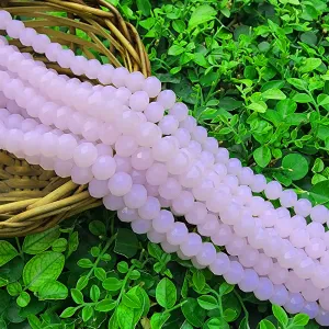 1 LINE PACK' OPAQUE ROSE PINK LIMITED STOCK CRYSTAL FACETED RONDELLE BEADS 8MM, 60~65 BEADS