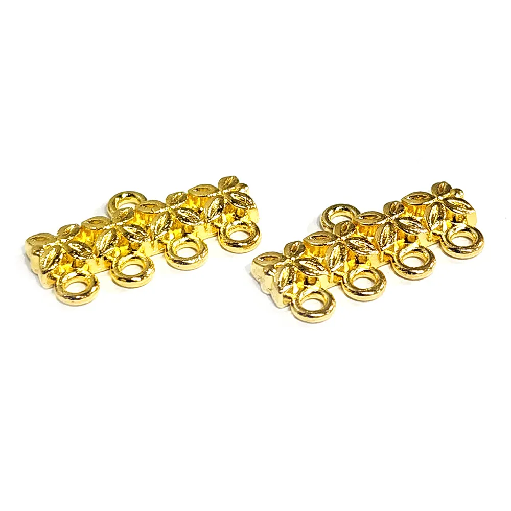 10 PCS LOT, 4 FOUR HOLE LINK CONNECTOR SPACER BRIGHT GOLD FINISH