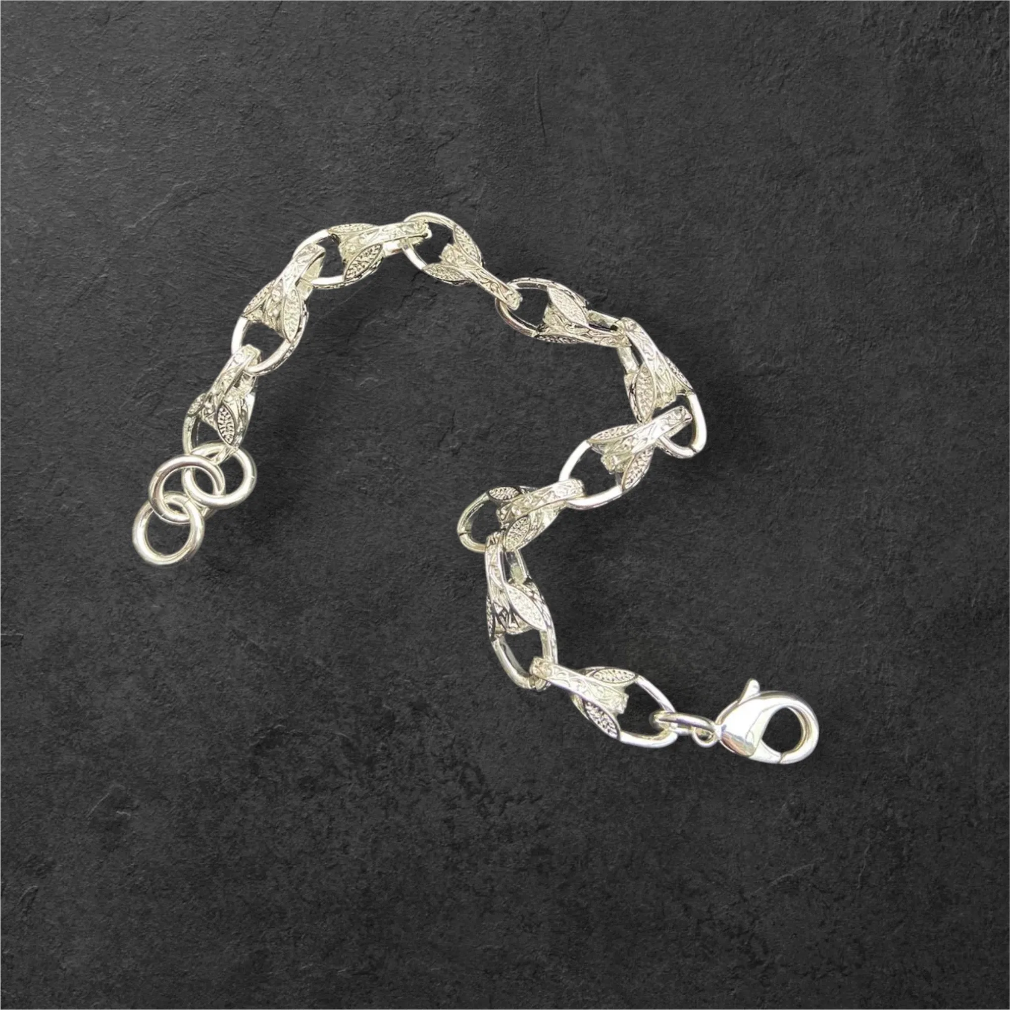 10mm Silver Filled 3D Patterned Tulip Bracelet 8/9.2 Inches