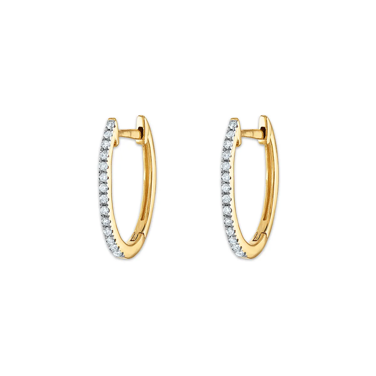 1/10 CTW Diamond Oval Hoop Earrings in 10KT Yellow Gold