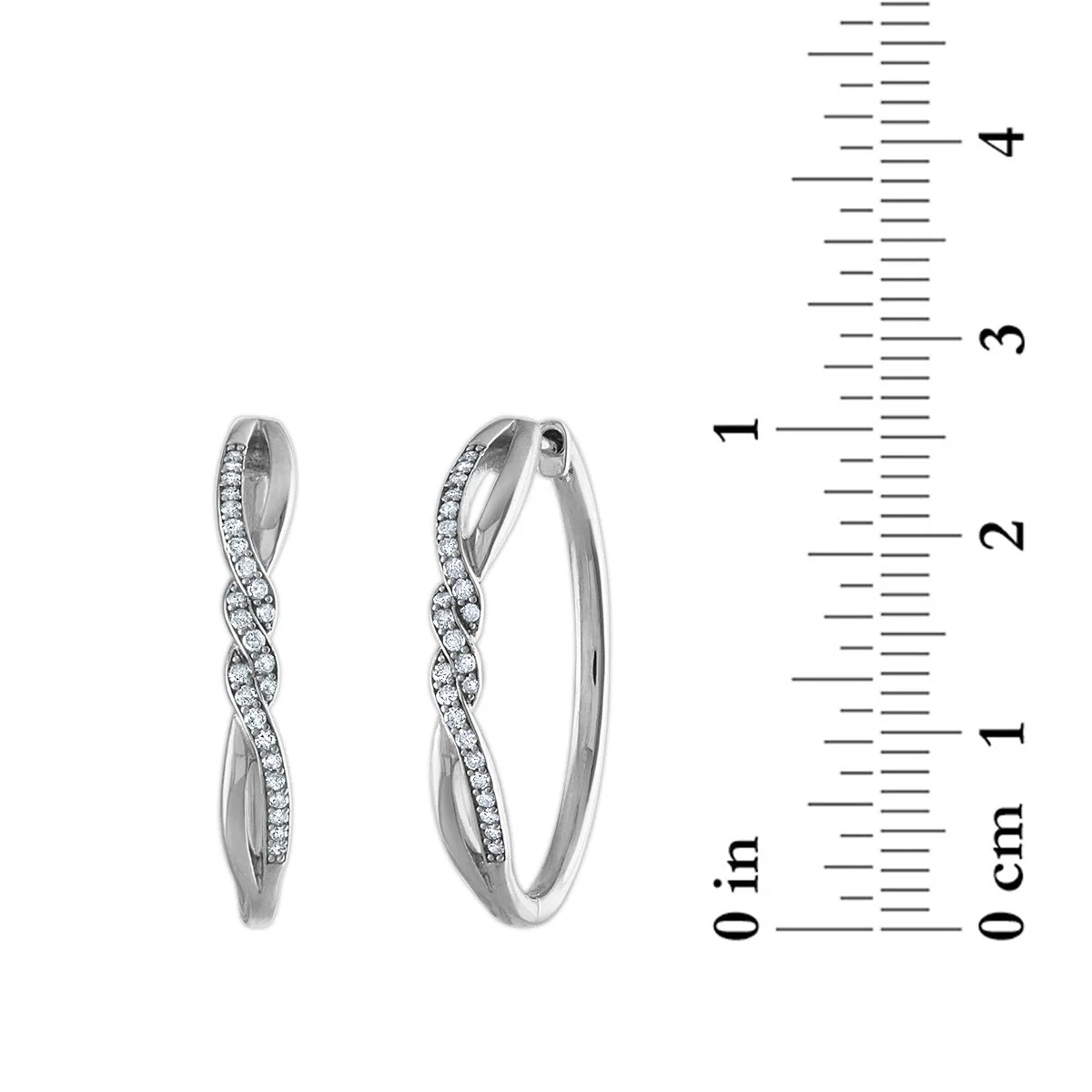 1/4 CTW Diamond Twist Hoop Earrings in Sterling Silver