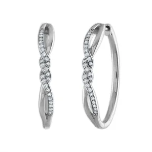 1/4 CTW Diamond Twist Hoop Earrings in Sterling Silver