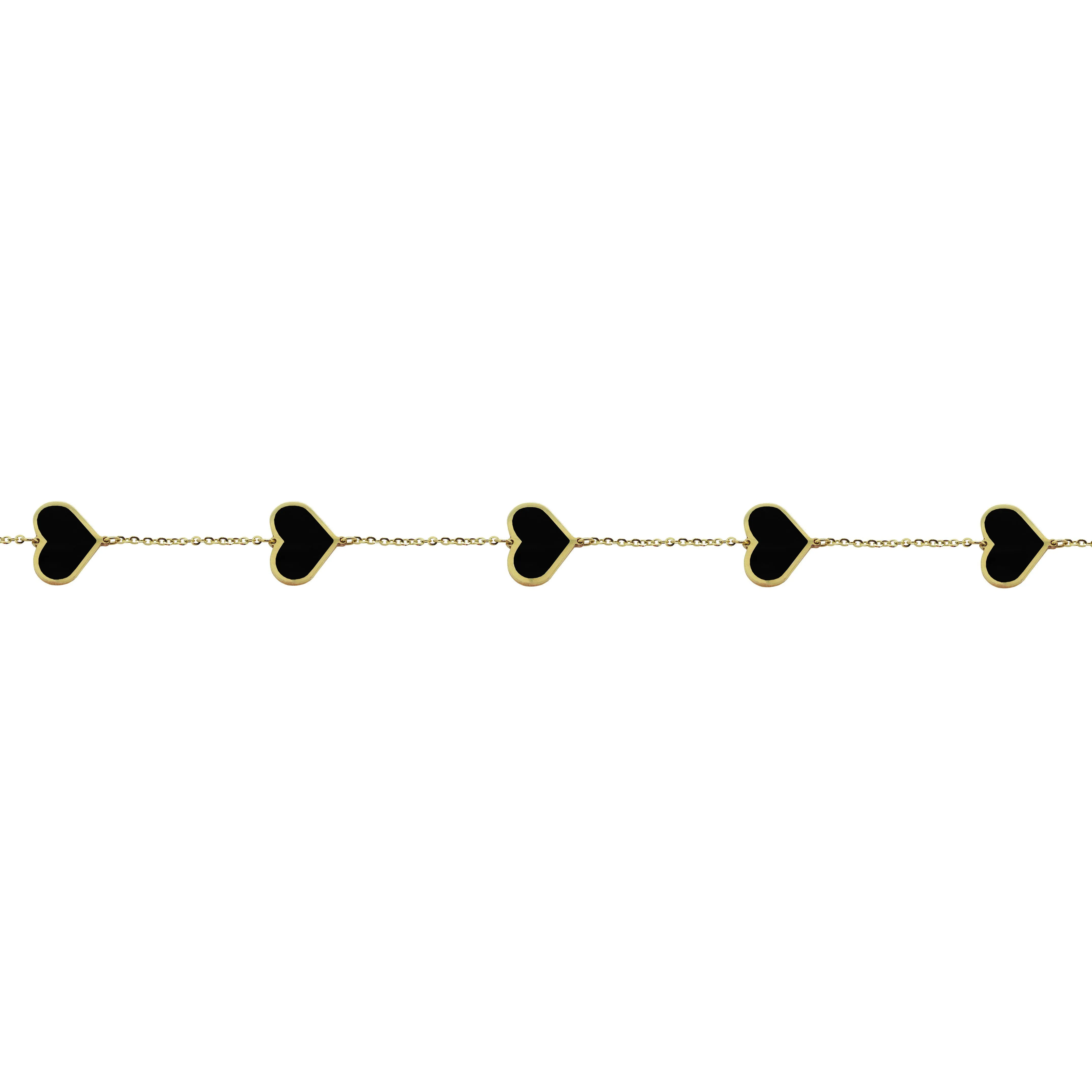 14K GOLD BLACK LARGE MEGAN HEART BRACELET