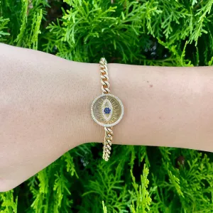 14K GOLD DIAMOND AND SAPPHIRE MIKKI EYE BRACELET