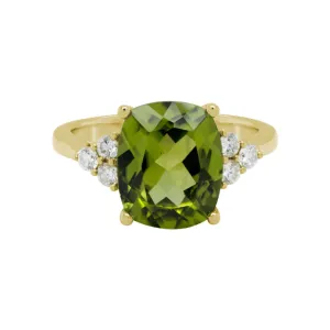 14k Peridot & Diamond Ring