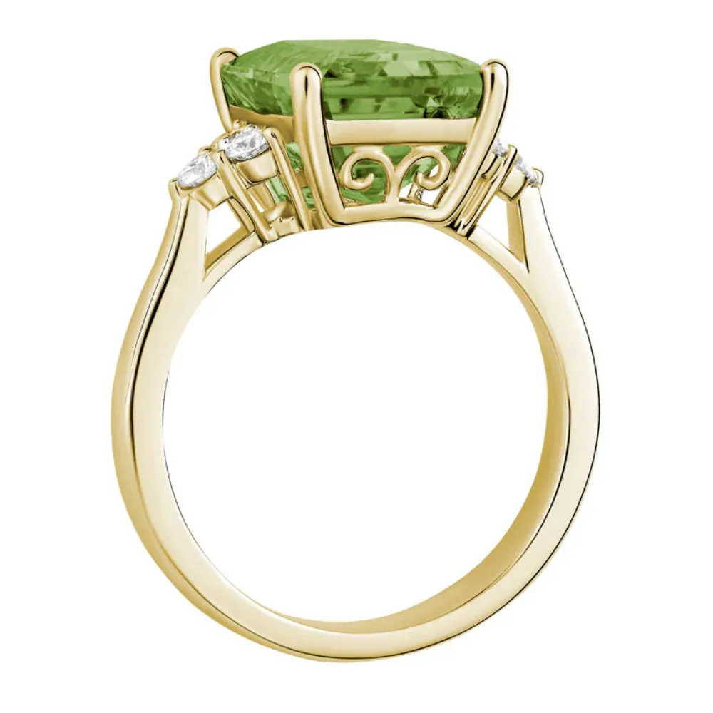 14k Peridot & Diamond Ring