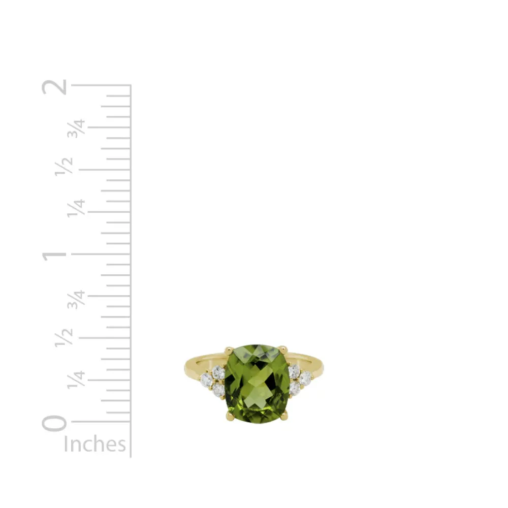 14k Peridot & Diamond Ring