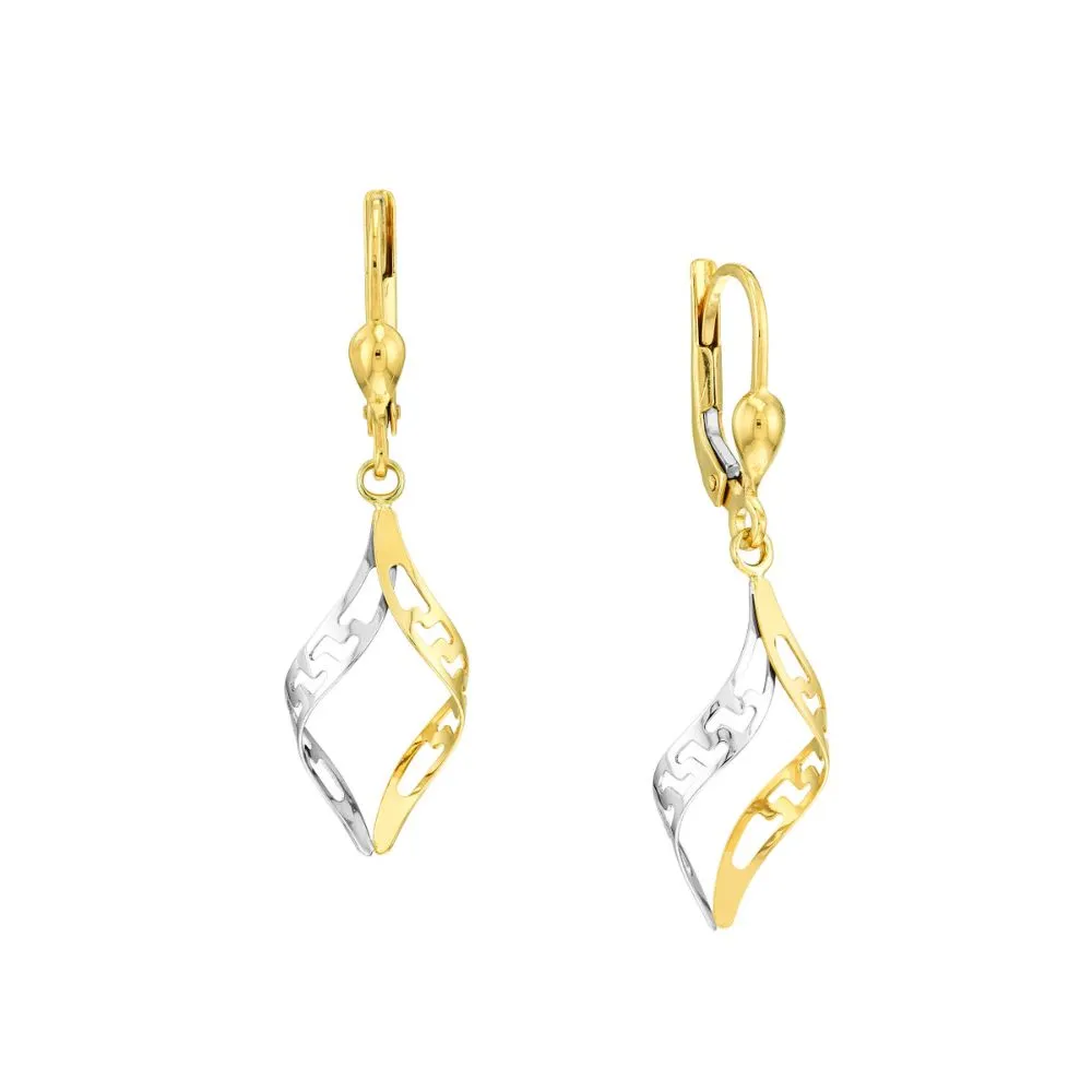 14k Two-Tone Marquise Twist Earrings