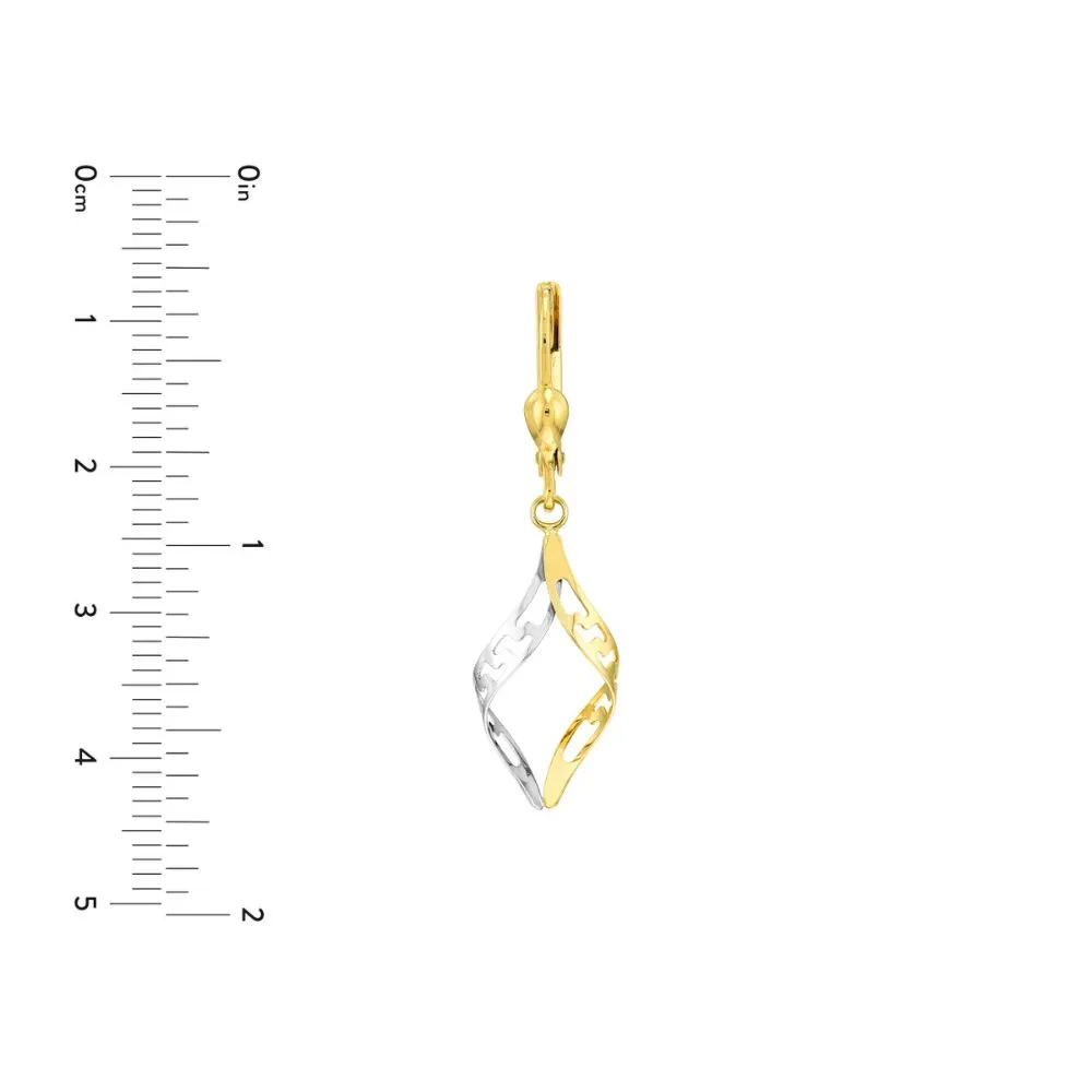 14k Two-Tone Marquise Twist Earrings