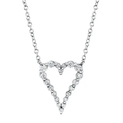 14K WHITE GOLD DIAMOND HEART NECKLACE .26CT