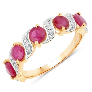 14K Yellow Gold Genuine Ruby & Diamond 1.56cts Ladies Ring