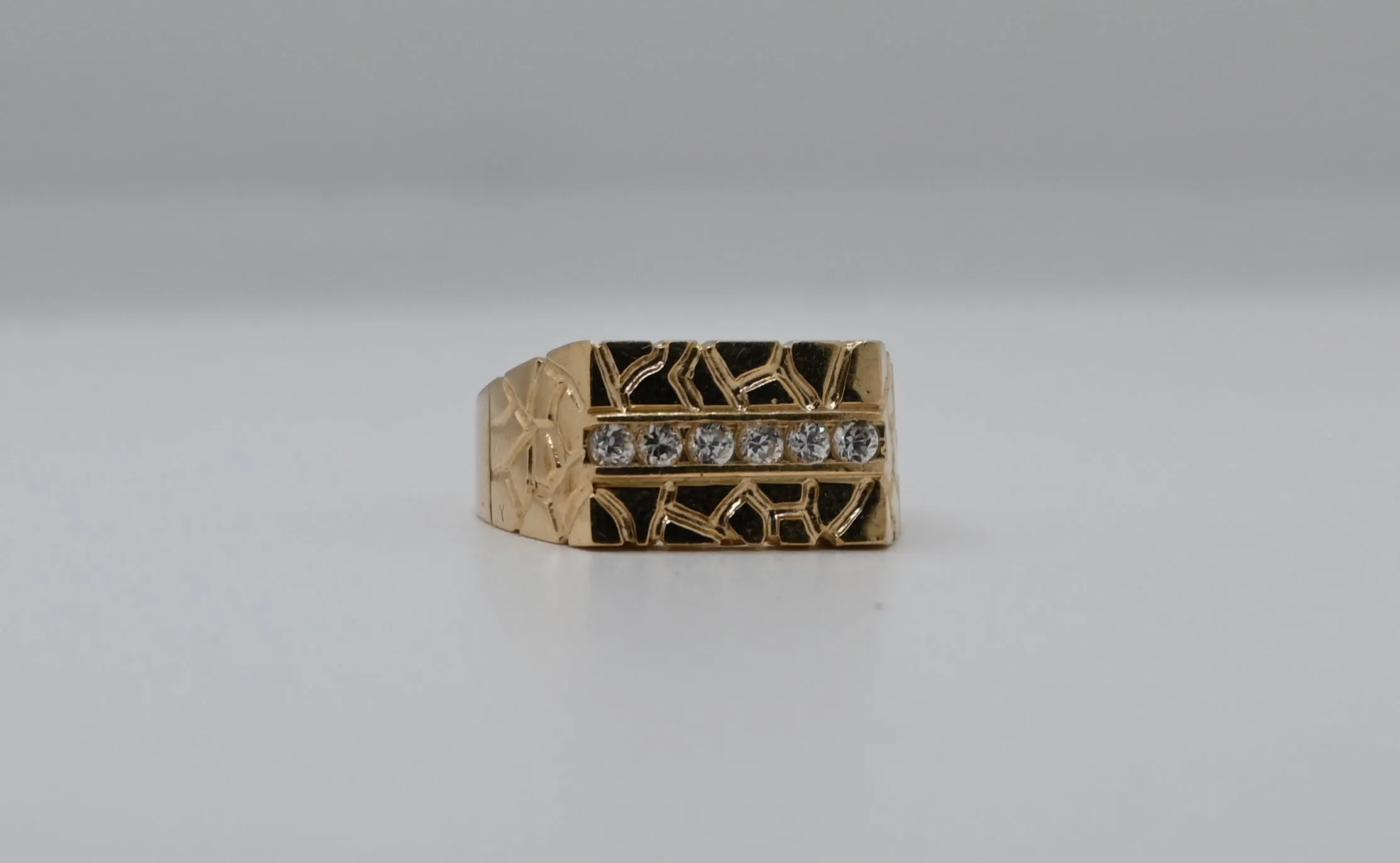 14KT Cz Gold Nugget Ring #1