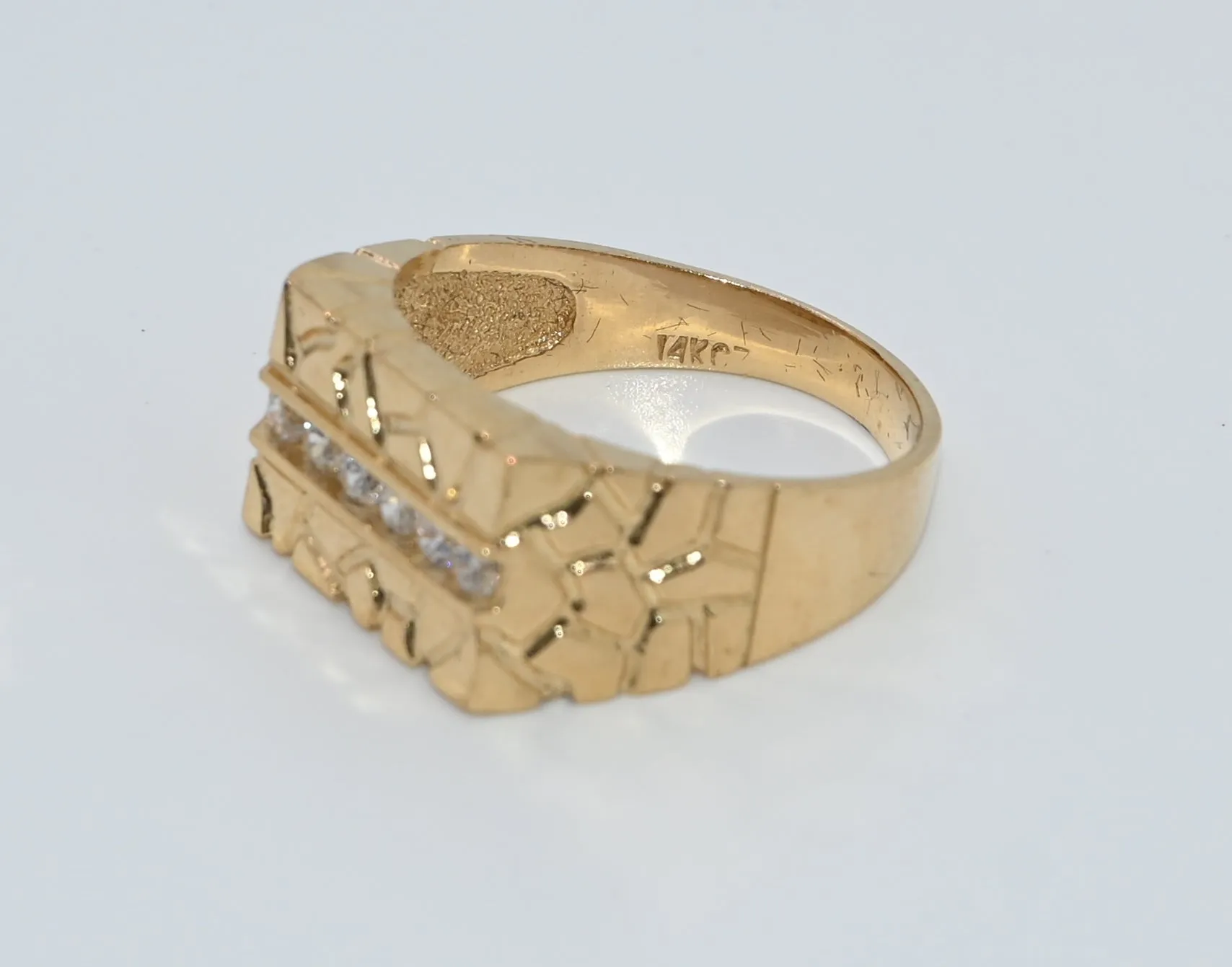 14KT Cz Gold Nugget Ring #1