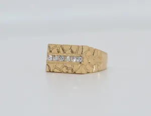 14KT Cz Gold Nugget Ring #1