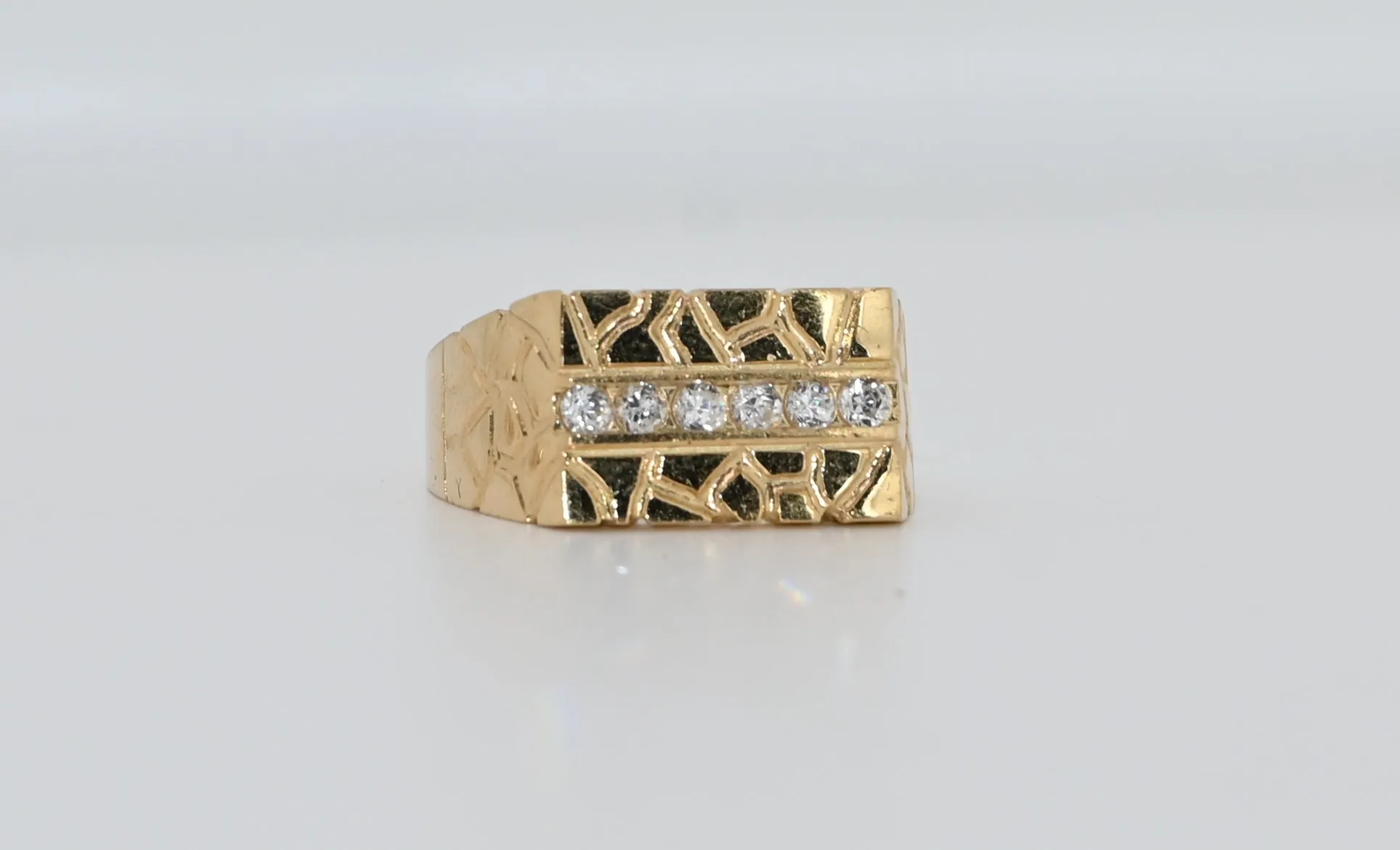 14KT Cz Gold Nugget Ring #1