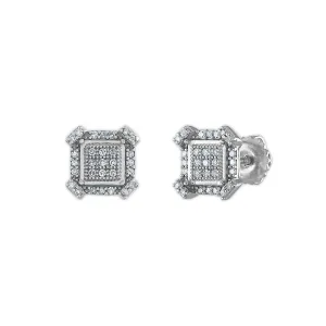 1/6 CTW Diamond Stud Earrings in Rhodium Plated Sterling Silver