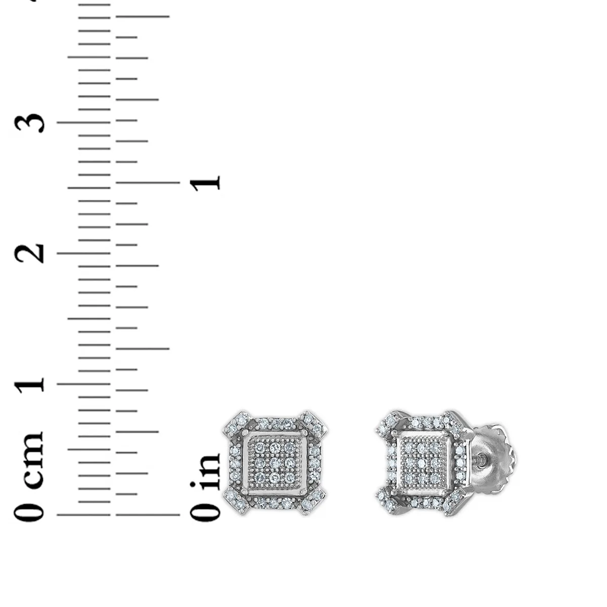 1/6 CTW Diamond Stud Earrings in Rhodium Plated Sterling Silver