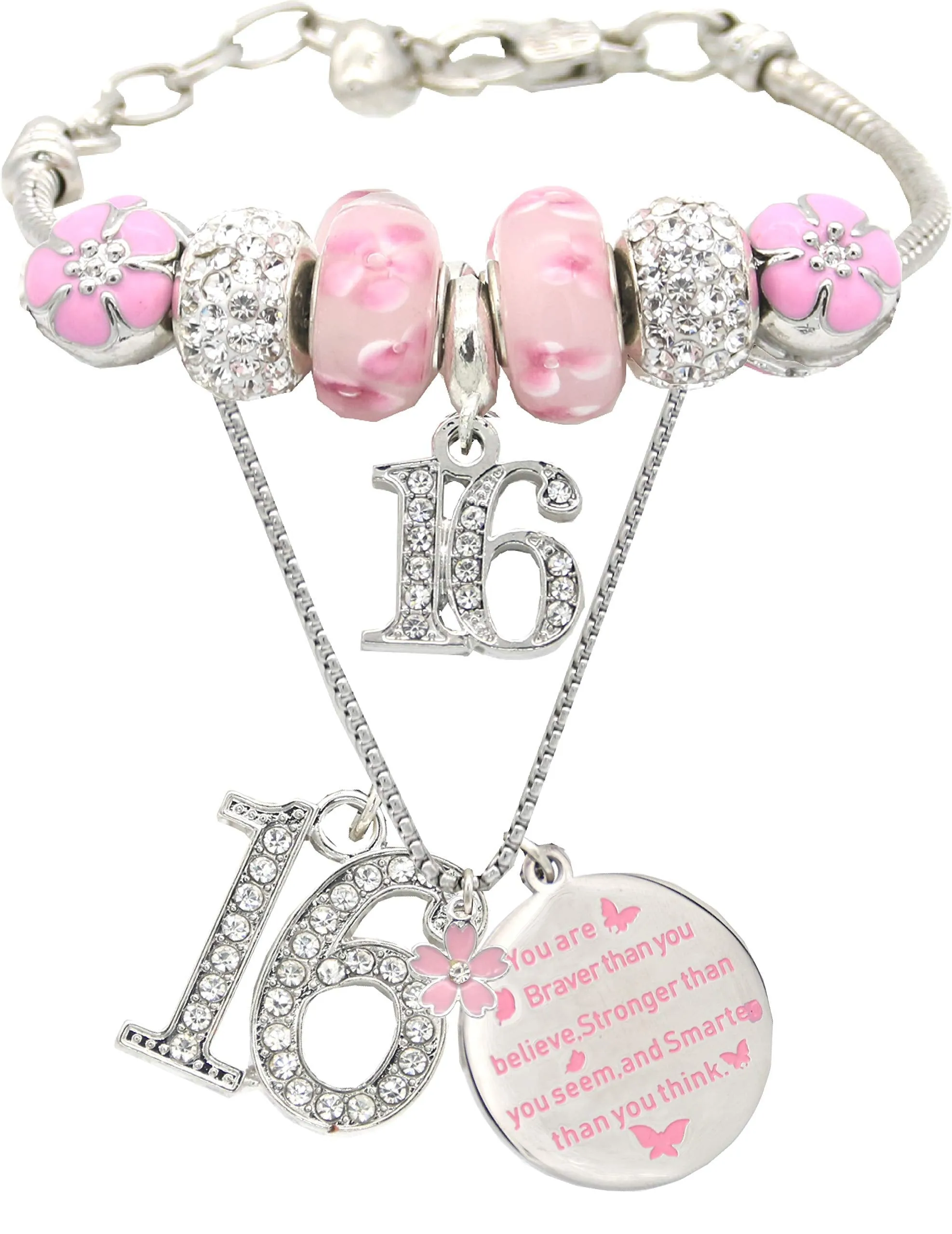 16th Birthday Gifts for Girls, 16th Birthday Charm Bracelet, 16th Birthday Necklace, 16th