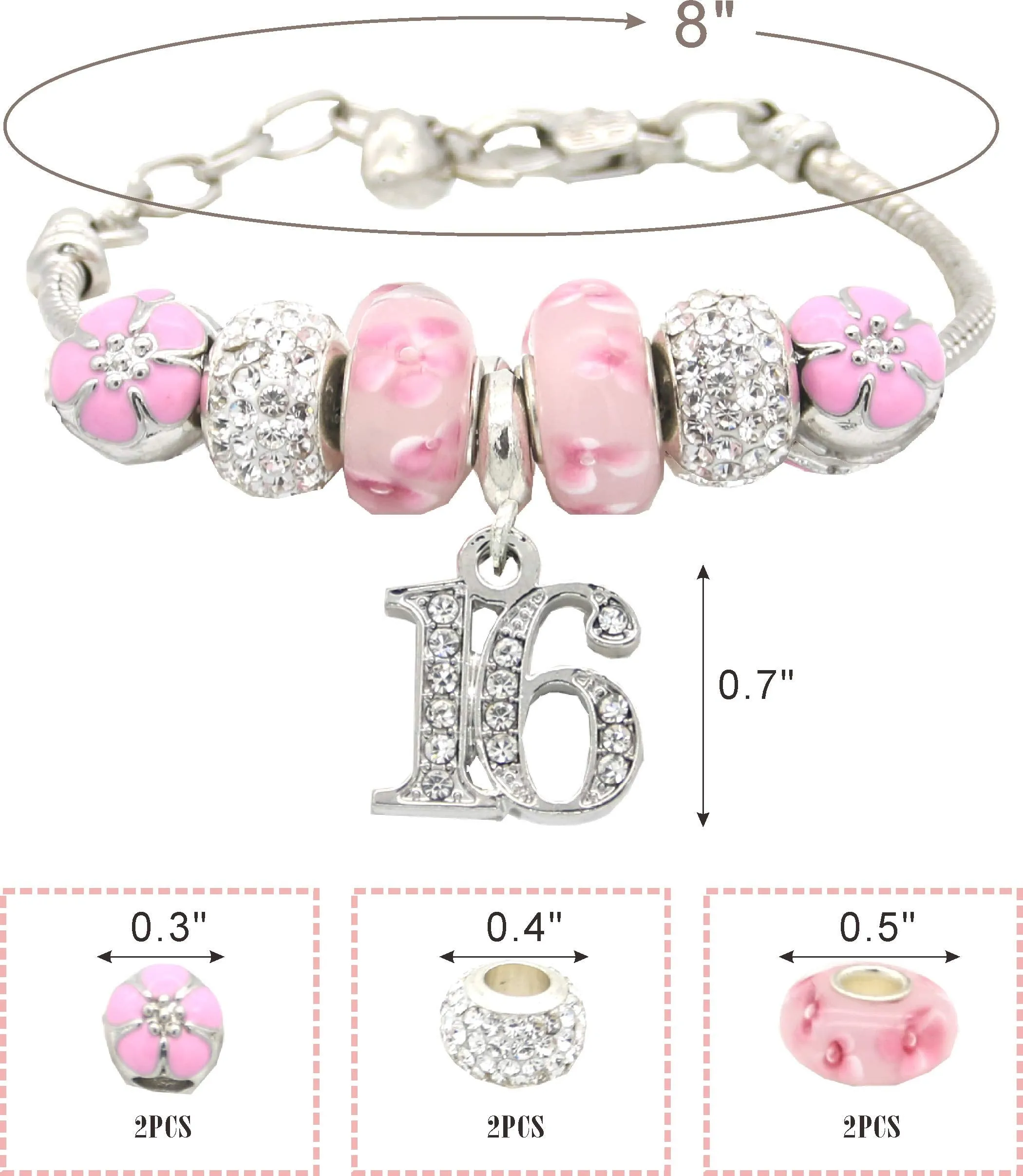 16th Birthday Gifts for Girls, 16th Birthday Charm Bracelet, 16th Birthday Necklace, 16th