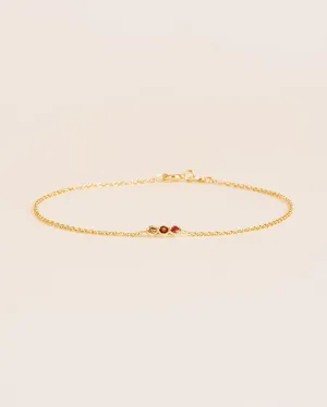 18K Gold Bracelet w. Diamond, Ruby & Garnet