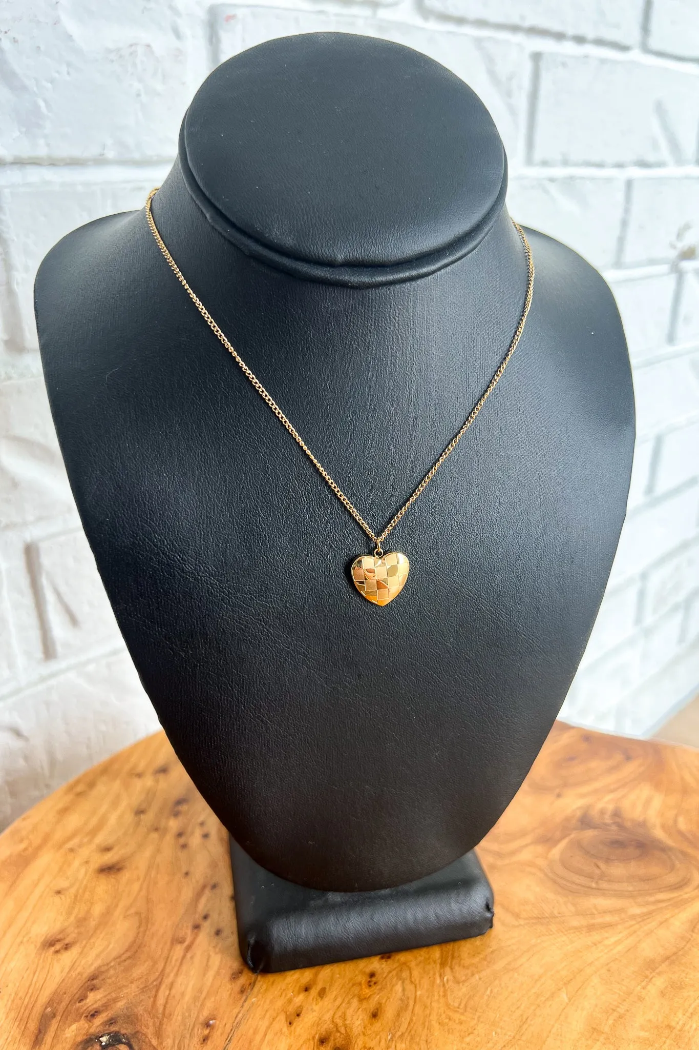 18K Monochromatic Checkered Heart Necklace