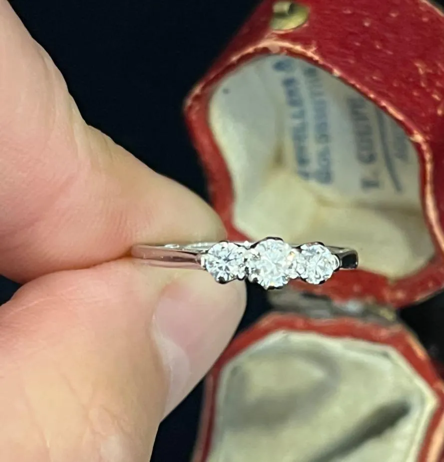 1950s Brilliant Cut Diamond Trilogy Ring