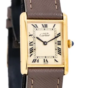 Vintage 1990s Cartier Tank Must De 18k Yellow Gold Plated Watch (# 14994)