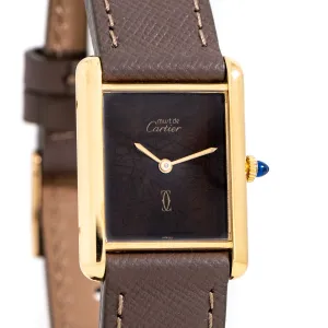 Mens Size 1990s Cartier Tank Must De 18k Yellow Gold Plated Over Sterling Silver Watch - #14724