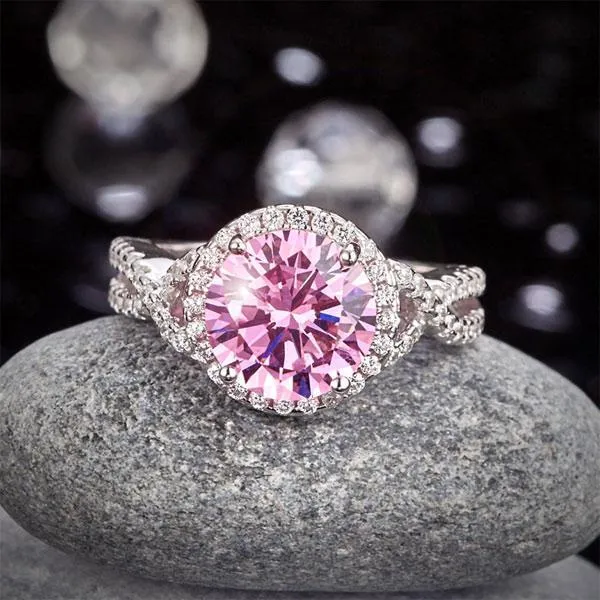 3 Carat Fancy Pink Created Zirconia 925 Sterling Silver Wedding Engagement Luxury Ring Promise Anniversary MXFR8242