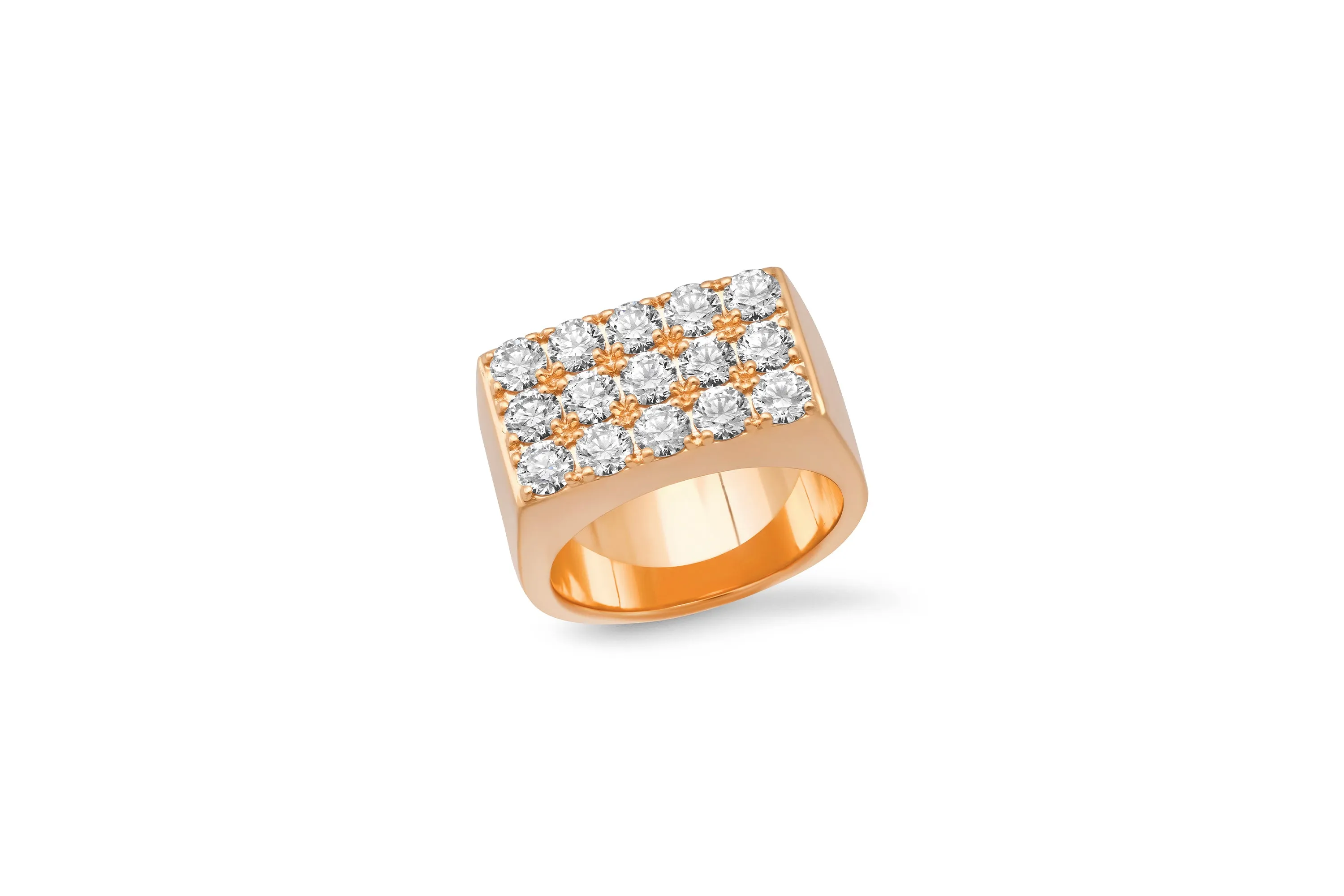 3 Row Diamond Rectangle Ring