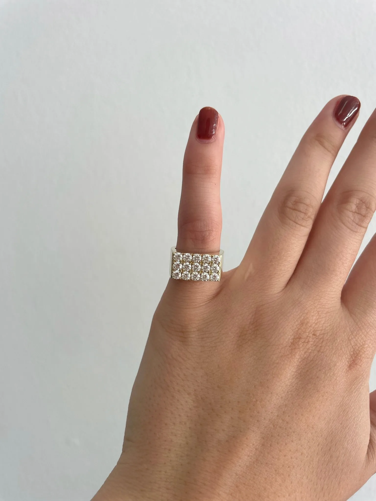 3 Row Diamond Rectangle Ring