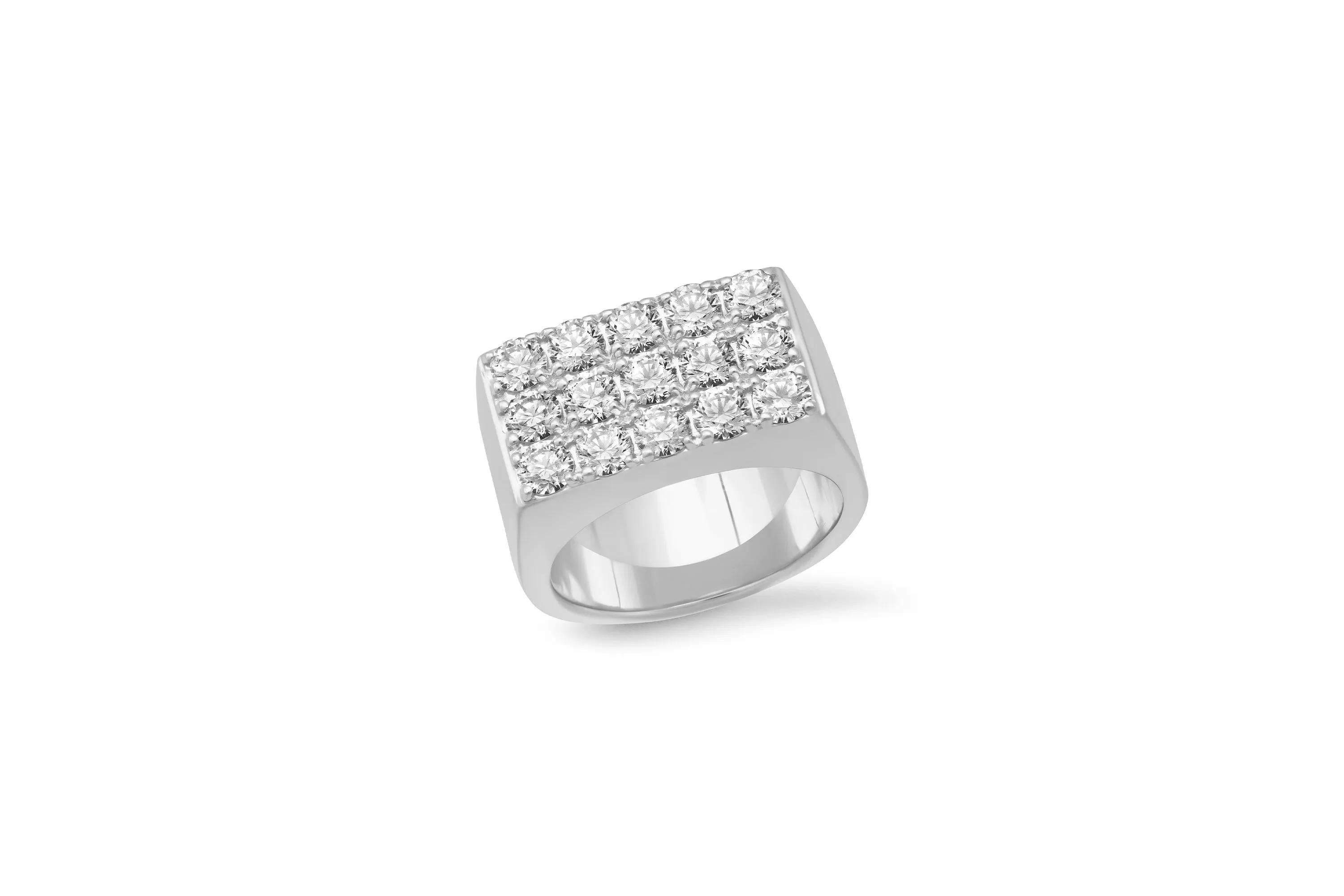 3 Row Diamond Rectangle Ring