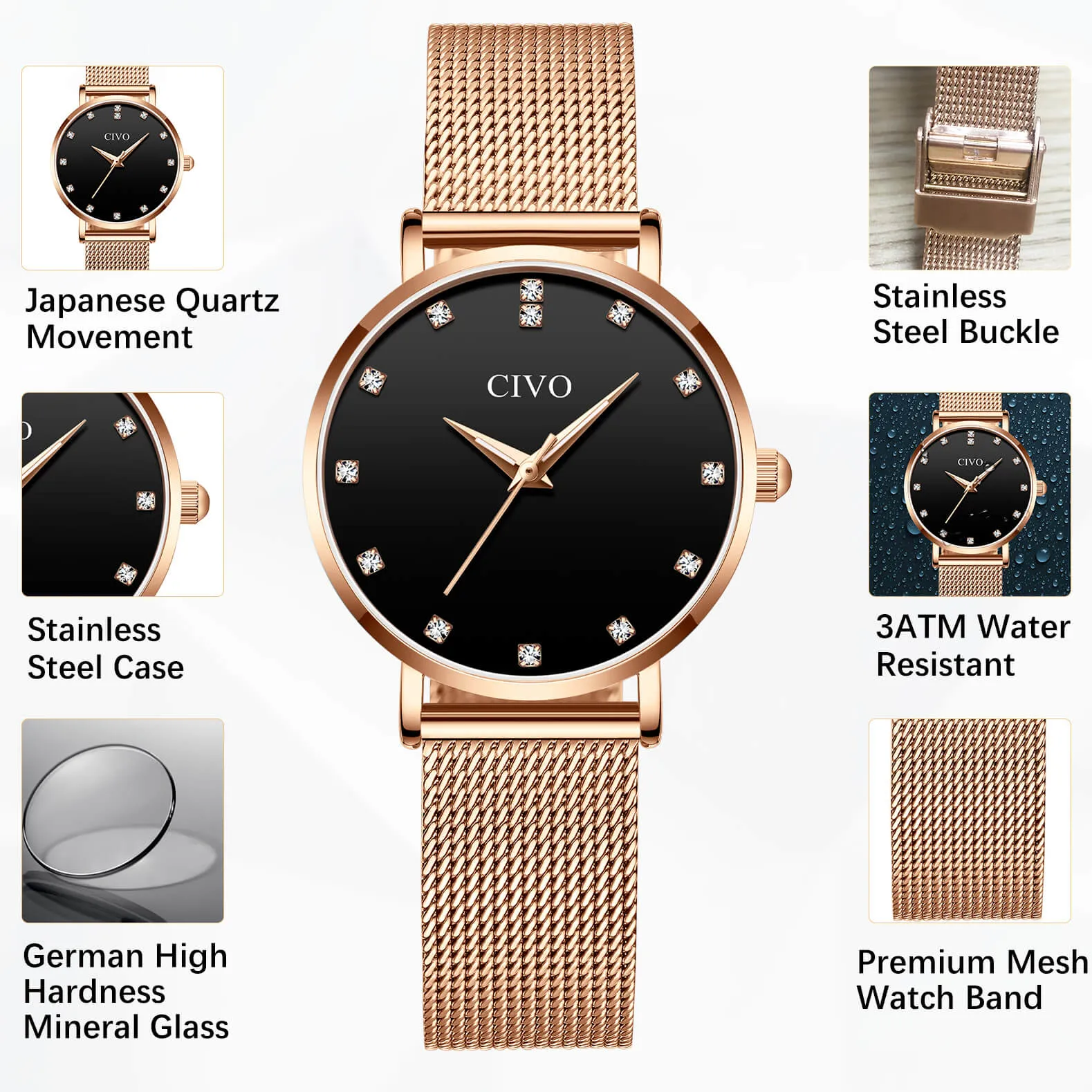 8055C | Quartz Women Watch | Mesh Band