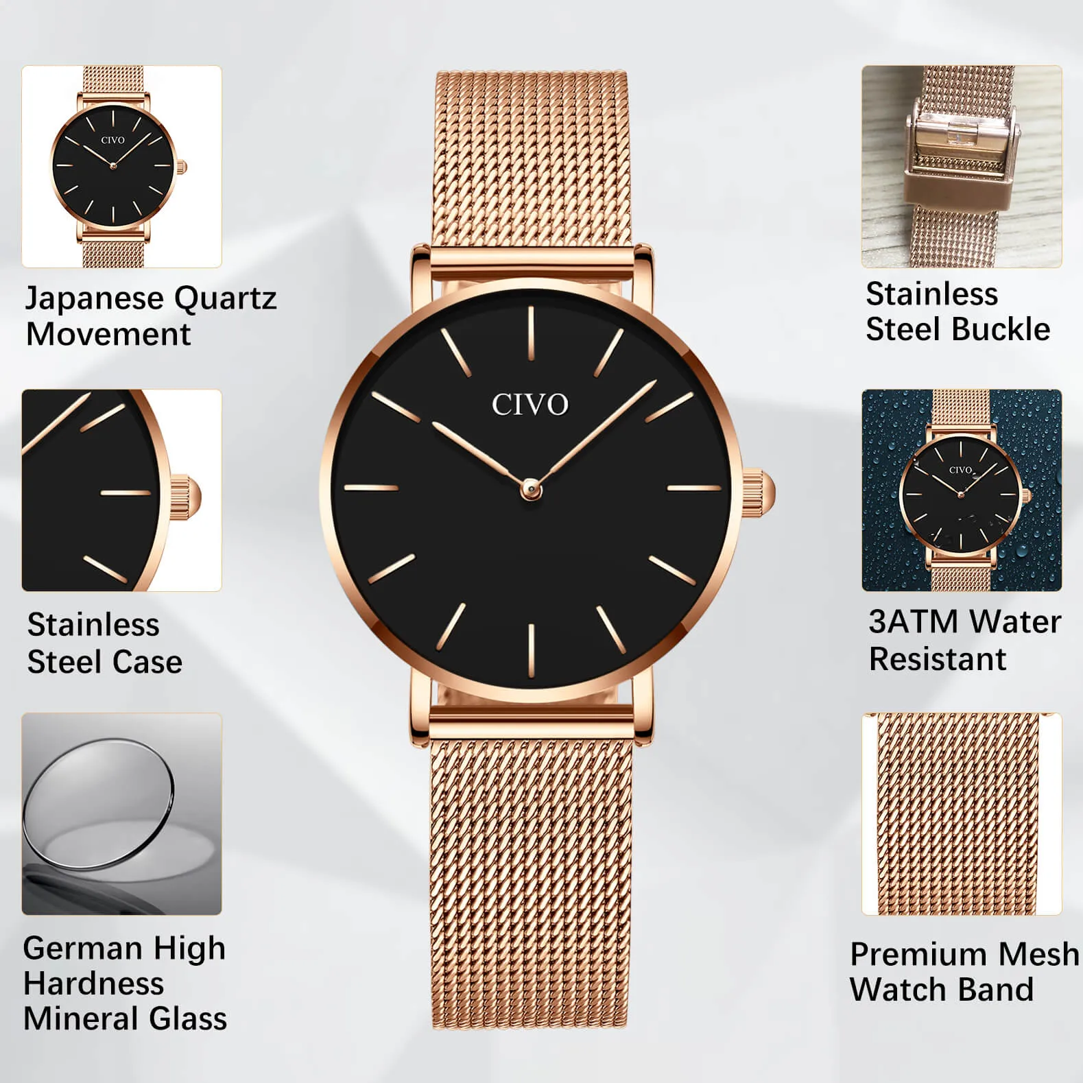 8084C | Quartz Women Watch | Mesh Band