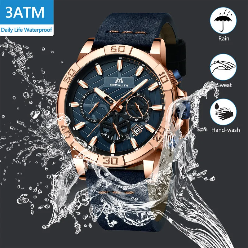 Mens Luxury 8086M Quartz Watch with Leather Band