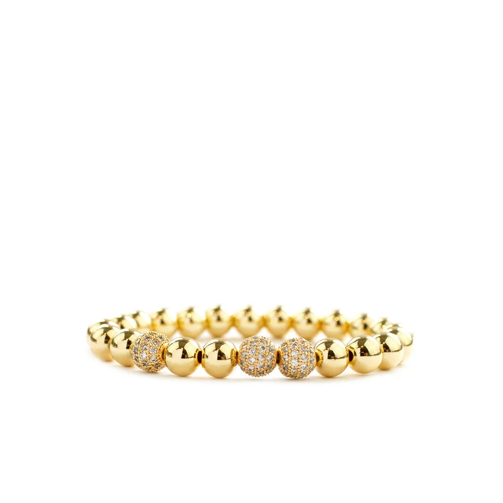 8mm Gold & Pave Bead Bracelet