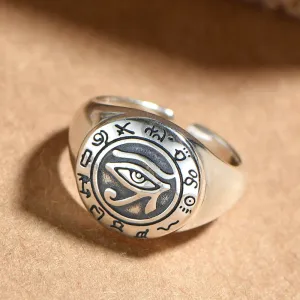 925 Silver Hip-Hop Men's Ring with Striking Horus Eye Design