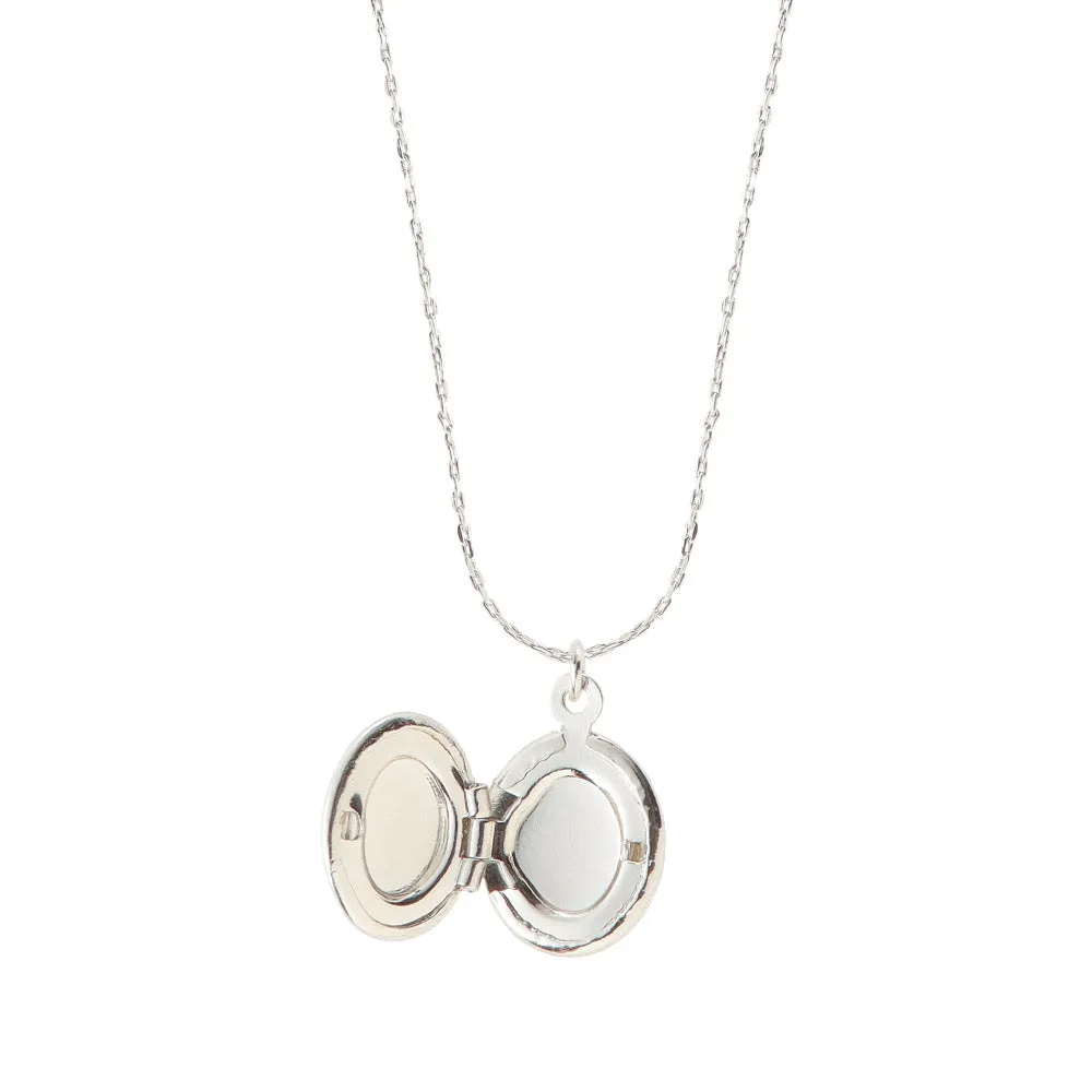 925 Silver Plated Oval Locket Slider Necklace