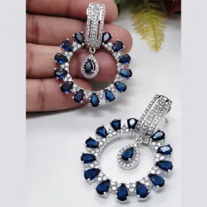 Aamrapali Silver Plated AD Dangler Earrings