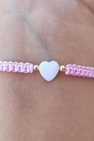 Adults - Heart - Mother of Pearl Citron Bracelets - Pink Lemonade