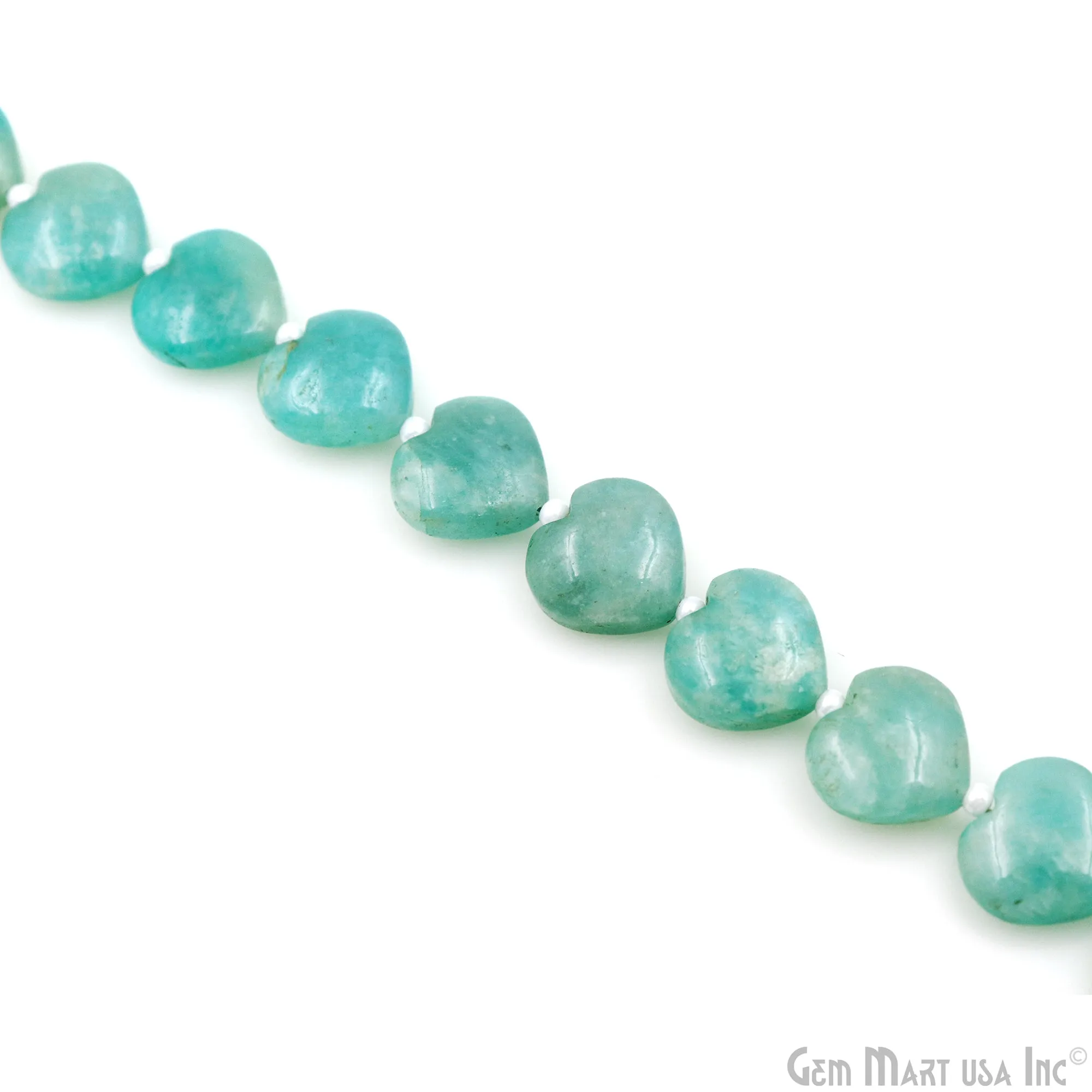 Amazonite Heart Beads, 7 Inch Gemstone Strands, Drilled Strung Briolette Beads, Heart Shape, 10mm