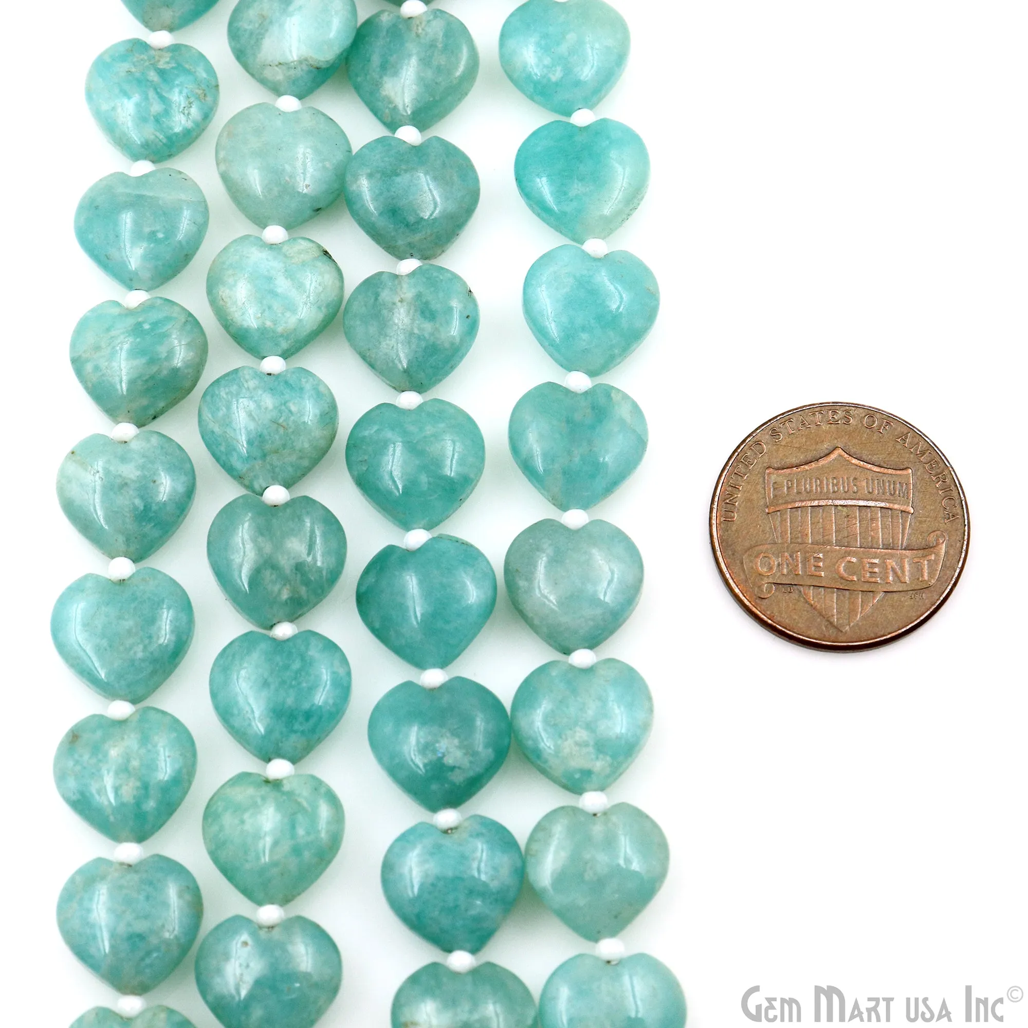 Amazonite Heart Beads, 7 Inch Gemstone Strands, Drilled Strung Briolette Beads, Heart Shape, 10mm