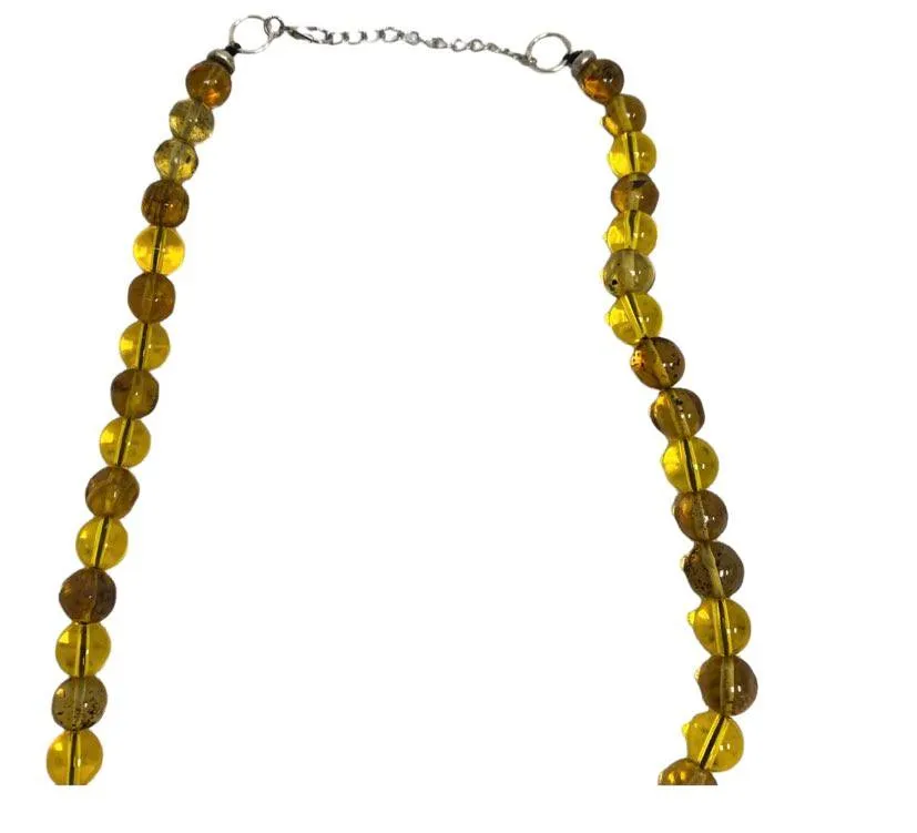 Amber Beaded Necklace with Earring