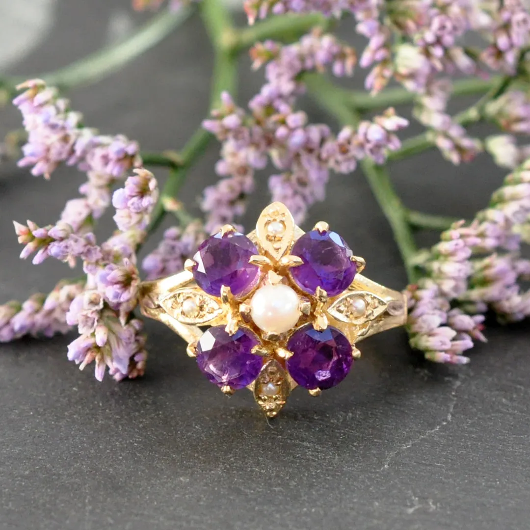 Amethyst & Pearl Ring