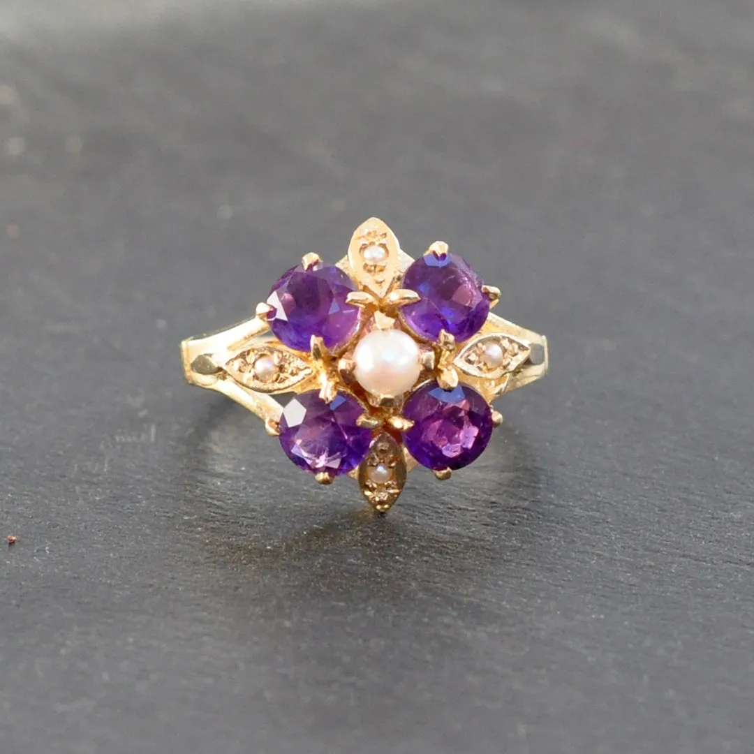 Amethyst & Pearl Ring