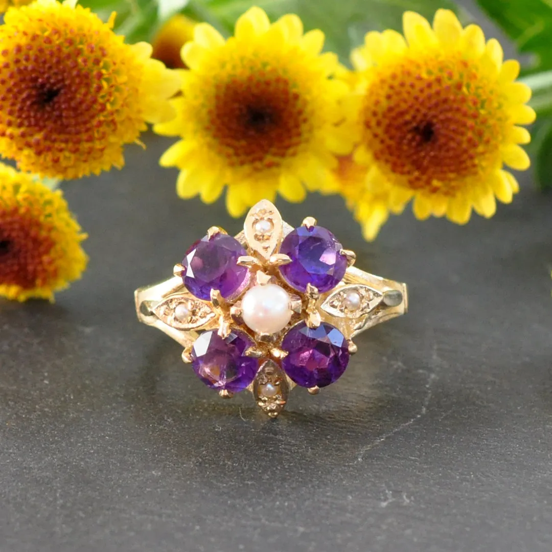 Amethyst & Pearl Ring