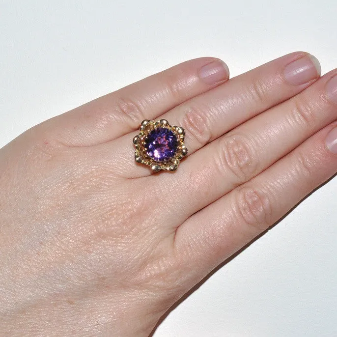 Amethyst Flower Cocktail Ring