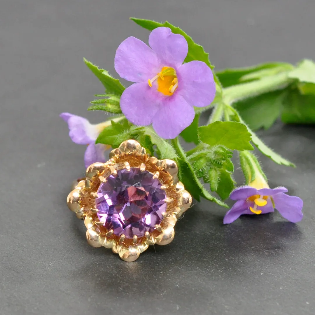 Amethyst Flower Cocktail Ring