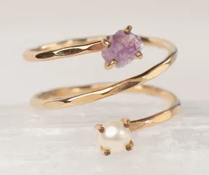 Amethyst/Pearl Lianas Ring